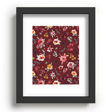 Ninola Design Countryside Floral Dark Red Recessed Framing Rectangle
