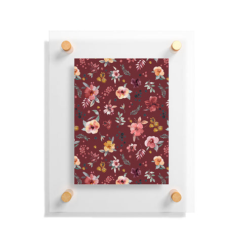 Ninola Design Countryside Floral Dark Red Floating Acrylic Print