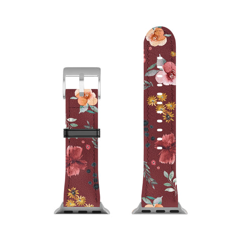 Ninola Design Countryside Floral Dark Red Apple Watch Band