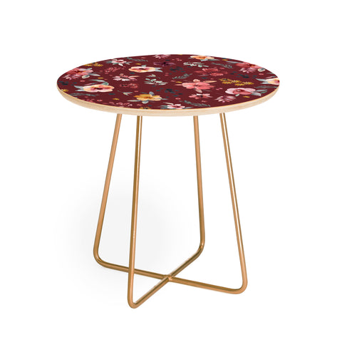 Ninola Design Countryside Floral Dark Red Round Side Table