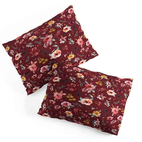 Ninola Design Countryside Floral Dark Red Pillow Shams