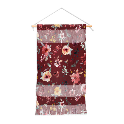Ninola Design Countryside Floral Dark Red Wall Hanging Portrait