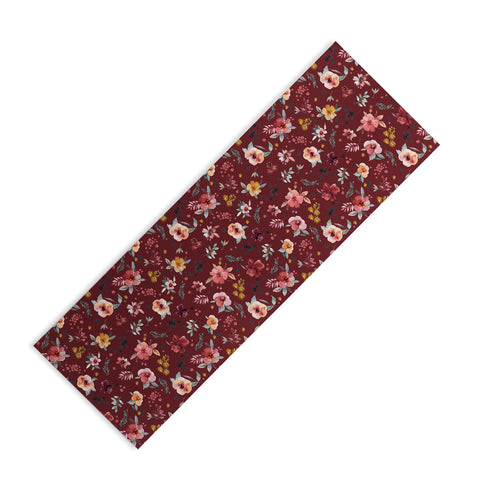 Ninola Design Countryside Floral Dark Red Yoga Mat