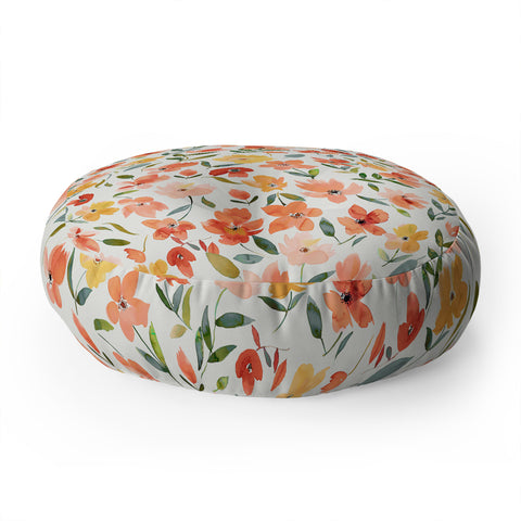 Ninola Design Countryside Fresh Flowers Floor Pillow Round