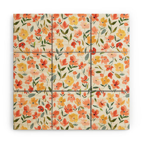 Ninola Design Countryside Fresh Flowers Wood Wall Mural