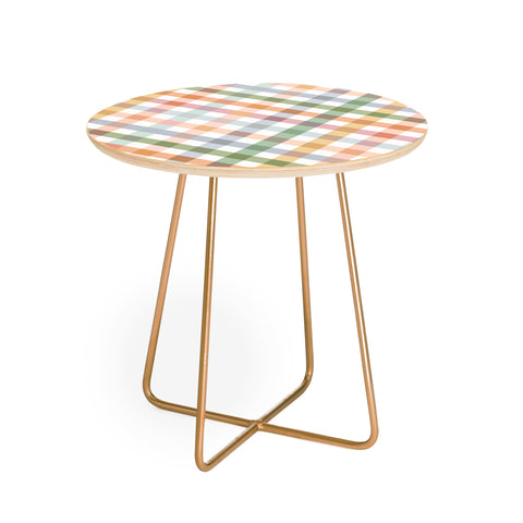 Ninola Design Countryside Gingham Picnic Diagonal Round Side Table