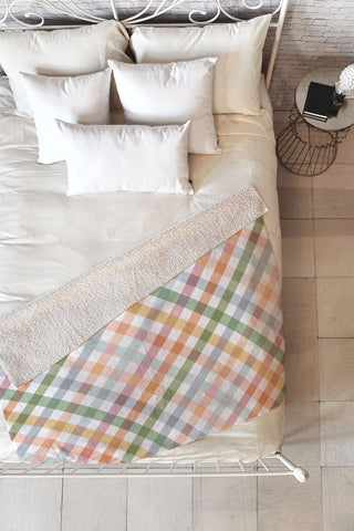 Ninola Design Countryside Gingham Picnic Diagonal Fleece Throw Blanket