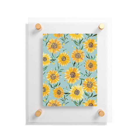 Ninola Design Countryside sunflowers summer Blue Floating Acrylic Print