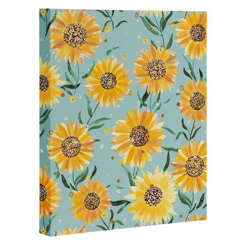 Ninola Design Countryside sunflowers summer Blue Art Canvas
