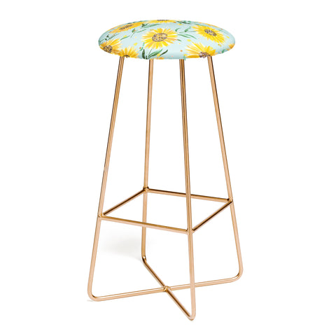 Ninola Design Countryside sunflowers summer Blue Bar Stool