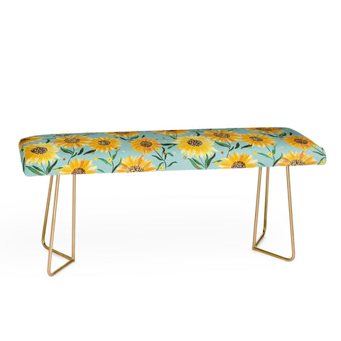 Ninola Design Countryside sunflowers summer Blue Bench