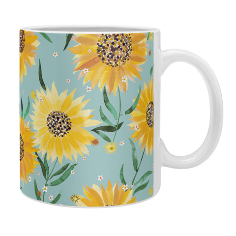 Ninola Design Countryside sunflowers summer Blue Coffee Mug