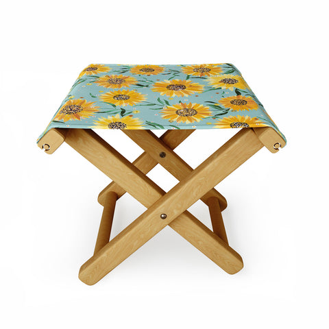 Ninola Design Countryside sunflowers summer Blue Folding Stool