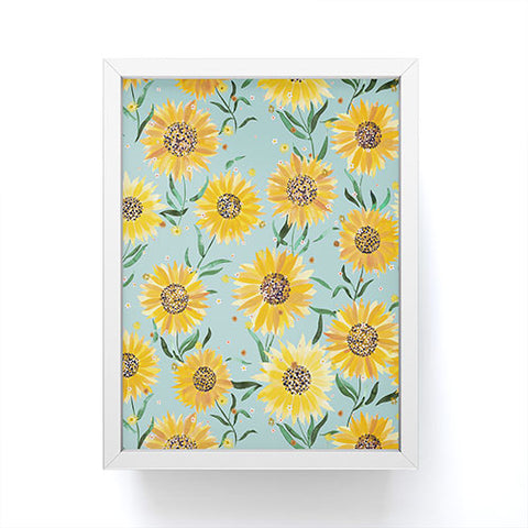Ninola Design Countryside sunflowers summer Blue Framed Mini Art Print