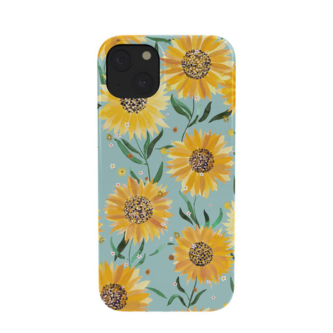 Ninola Design Countryside sunflowers summer Blue Phone Case