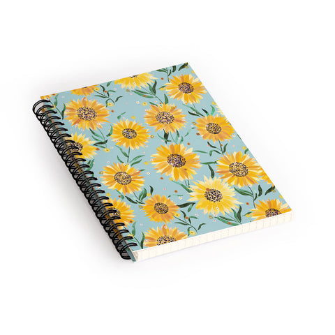 Ninola Design Countryside sunflowers summer Blue Spiral Notebook
