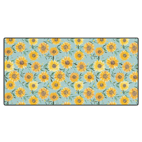 Ninola Design Countryside sunflowers summer Blue Desk Mat