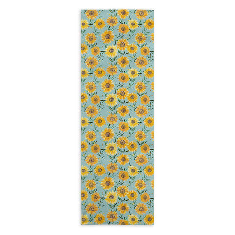 Ninola Design Countryside sunflowers summer Blue Yoga Towel