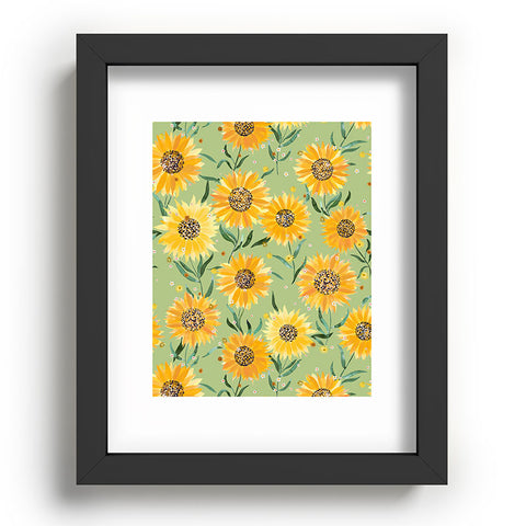 Ninola Design Countryside sunflowers summer Green Recessed Framing Rectangle