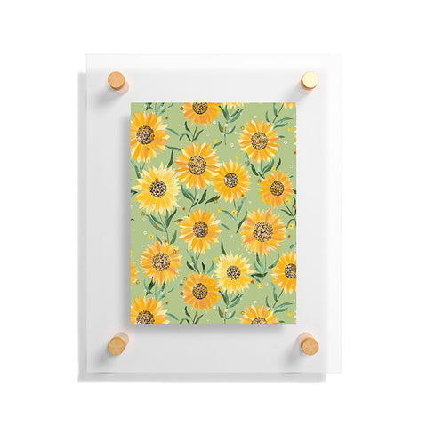 Ninola Design Countryside sunflowers summer Green Floating Acrylic Print
