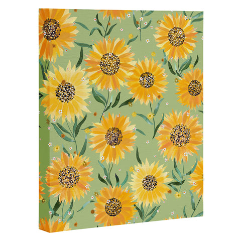 Ninola Design Countryside sunflowers summer Green Art Canvas