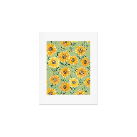 Ninola Design Countryside sunflowers summer Green Art Print