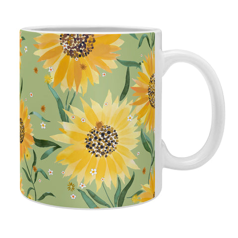 Ninola Design Countryside sunflowers summer Green Coffee Mug