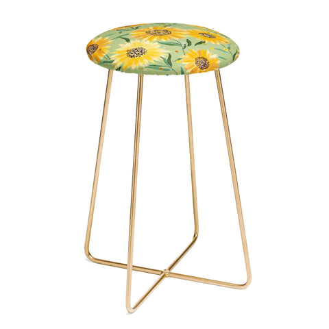 Ninola Design Countryside sunflowers summer Green Counter Stool