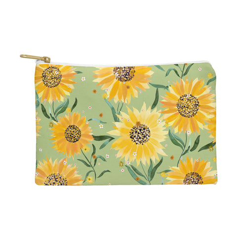 Ninola Design Countryside sunflowers summer Green Pouch