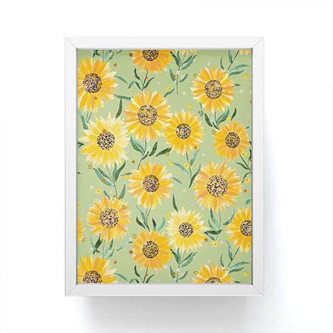 Ninola Design Countryside sunflowers summer Green Framed Mini Art Print