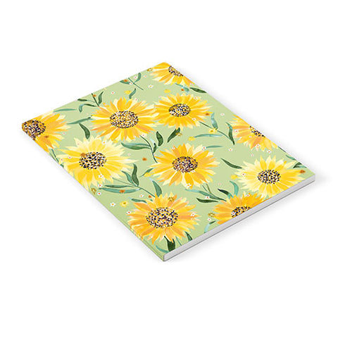 Ninola Design Countryside sunflowers summer Green Notebook