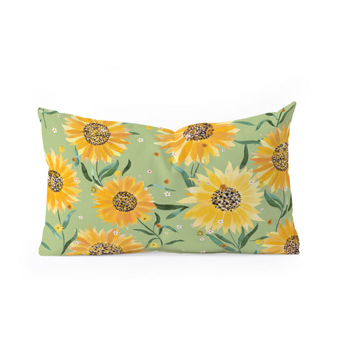 Ninola Design Countryside sunflowers summer Green Oblong Throw Pillow