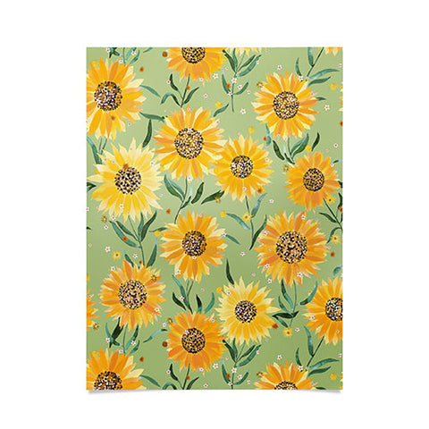 Ninola Design Countryside sunflowers summer Green Poster