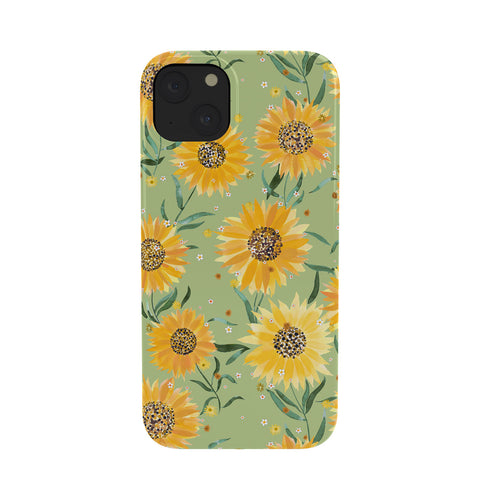 Ninola Design Countryside sunflowers summer Green Phone Case