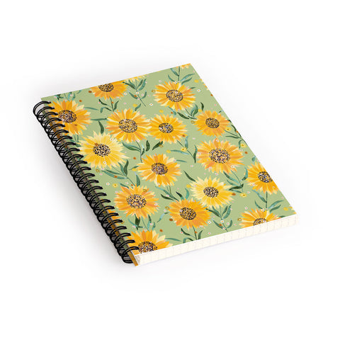 Ninola Design Countryside sunflowers summer Green Spiral Notebook