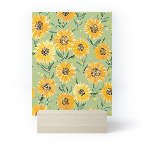 Ninola Design Countryside sunflowers summer Green Mini Art Print