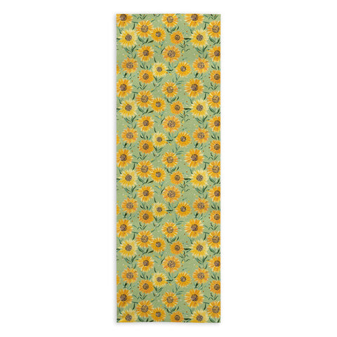 Ninola Design Countryside sunflowers summer Green Yoga Towel