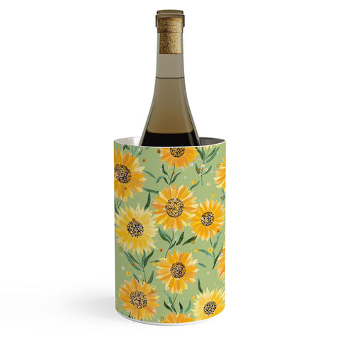 Ninola Design Countryside sunflowers summer Green Wine Chiller
