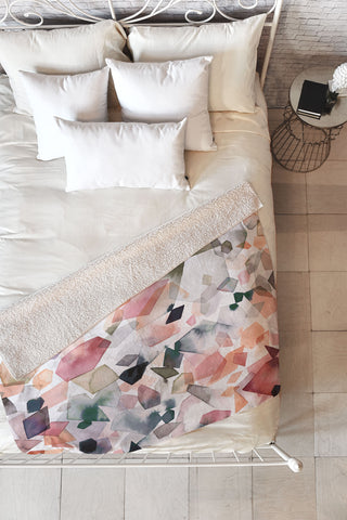 Ninola Design Crystals minerals Fleece Throw Blanket