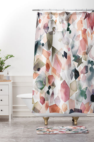 Ninola Design Crystals minerals Shower Curtain And Mat