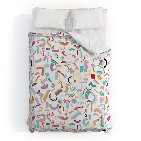 Ninola Design Curly and Zigzag stripes Marker drawing Duvet Cover