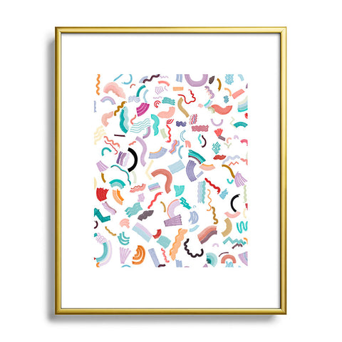 Ninola Design Curly and Zigzag stripes Marker drawing Metal Framed Art Print