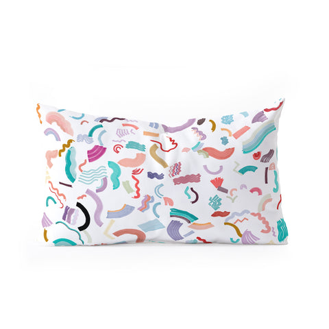 Ninola Design Curly and Zigzag stripes Marker drawing Oblong Throw Pillow