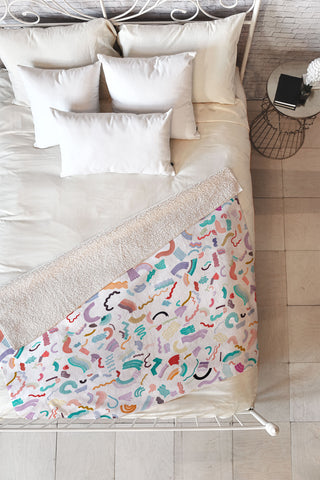 Ninola Design Curly and Zigzag stripes Marker drawing Fleece Throw Blanket