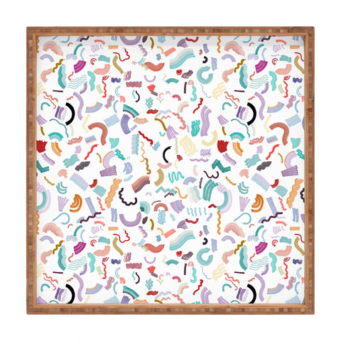 Ninola Design Curly and Zigzag stripes Marker drawing Square Tray