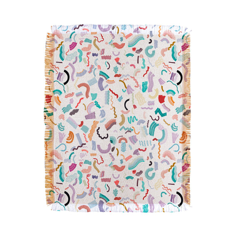 Ninola Design Curly and Zigzag stripes Marker drawing Throw Blanket