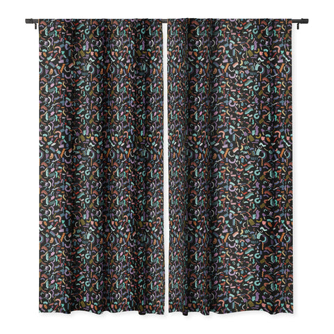 Ninola Design Curly Zigzag Marker Black Blackout Window Curtain