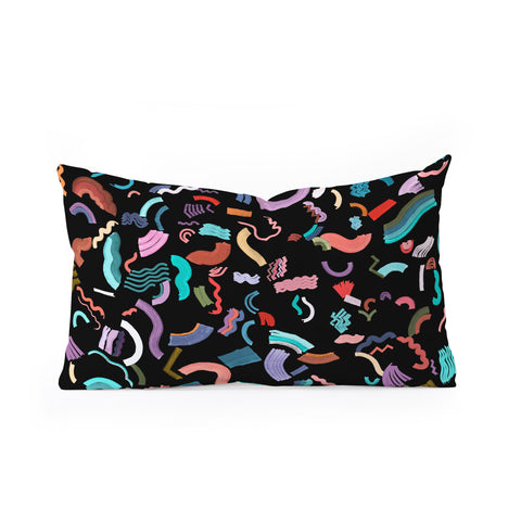 Ninola Design Curly Zigzag Marker Black Oblong Throw Pillow