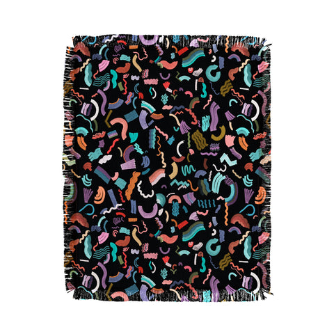 Ninola Design Curly Zigzag Marker Black Throw Blanket