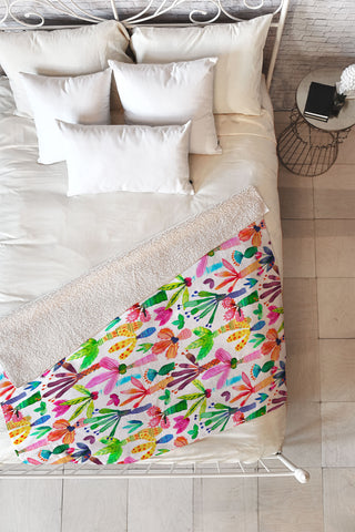 Ninola Design Cute and colorful tropical jungle Fleece Throw Blanket